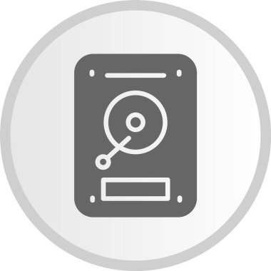 Sabit Disk Kabartma Çemberi Gri Simgesi