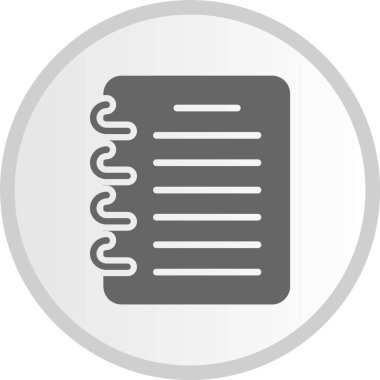 Not Defteri Kabartma Çemberi Gri Simgesi