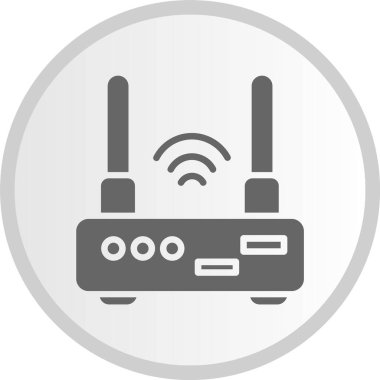 Wifi Yönlendirici Kabartma Çemberi Gri Simge