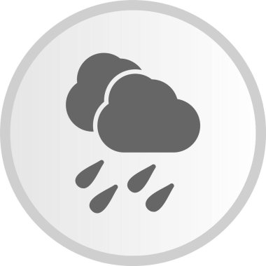 Şiddetli Yağmur Kabartması Gri Çember Simgesi
