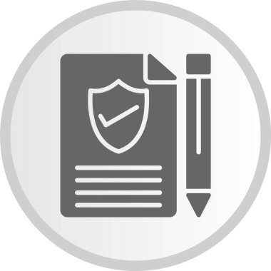 Sigorta Politikası Kabartma Çemberi Gri Simge