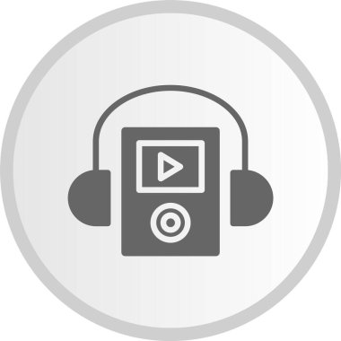 Walkman Kabartma Çemberi Gri Simgesi