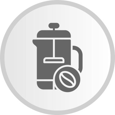 French Press Kabartma Çemberi Gri Simgesi