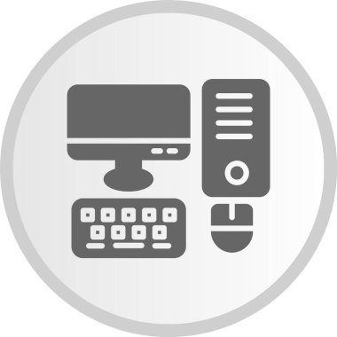 Bilgisayar Kabartma Çemberi Gri Simgesi