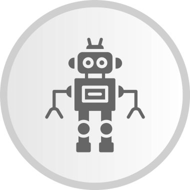 Robot Kabartma Çemberi Gri Simgesi