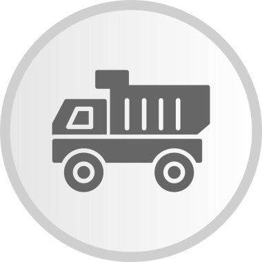 Çöp Kamyonu Kabartması Gri Çember Simgesi