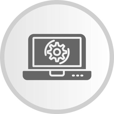 Laptop Gri Çember Simgesi