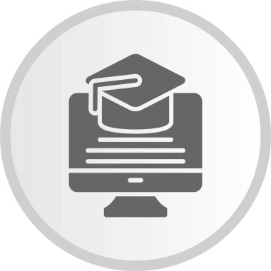 E Vektör Kabartma Çemberi Gri Simgesi Öğreniliyor