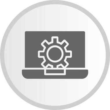 Laptop Gri Çember Simgesi
