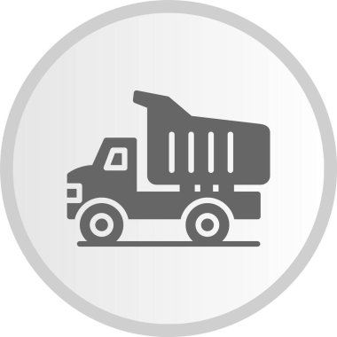 Çöp Kamyonu Kabartması Gri Çember Simgesi
