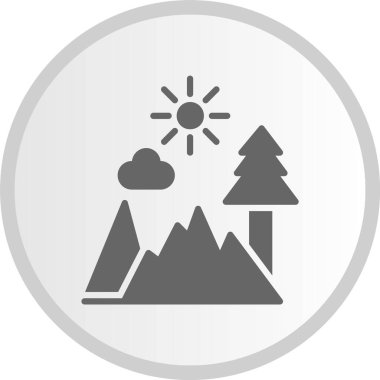 Dağ Kabartma Çemberi Gri Simgesi