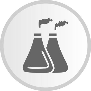 Nükleer Enerji Kabartması Gri Çember Simgesi