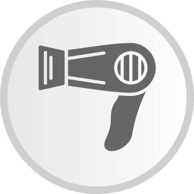 Saç Kurutma Kabartması Gri Çember Simgesi