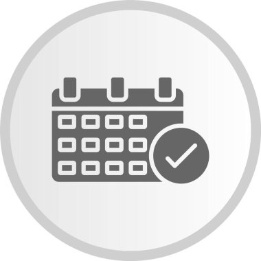 Takvim Kabartması Gri Çember Simgesi