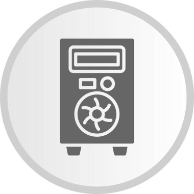 Bilgisayar Kulesi Kabartma Çemberi Gri Simgesi