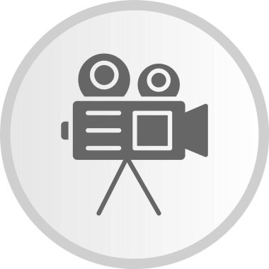 Video Kamera Kabartma Çemberi Gri Simgesi