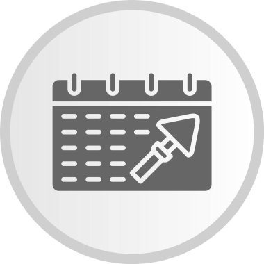 Takvim Kabartması Gri Çember Simgesi