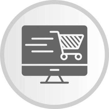 Çevrimiçi Alışveriş Kabartması Gri Çember Simgesi