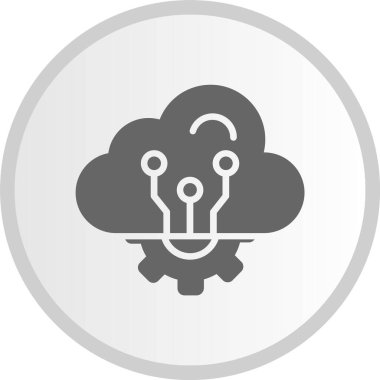 Bulut Hesaplama Çizgisi Kabartma Çemberi Gri Simgesi