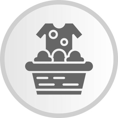 Giysileri Yıkama Kabartma Gri Çember Simgesi