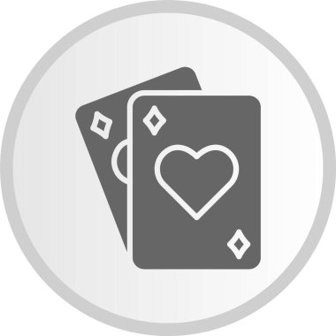 Poker Kartları Kabartma Çemberi Gri Simgesi