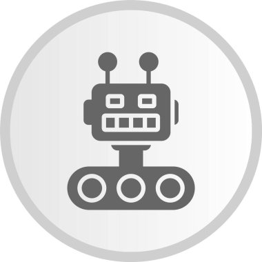 Robot Kabartma Çemberi Gri Simgesi