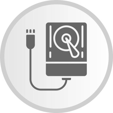 Externa Hard Disk Kabartma Çemberi Gri Simgesi