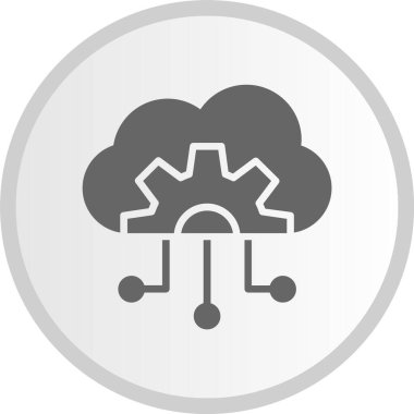 Bulut Hesaplama Kabartması Gri Çember Simgesi