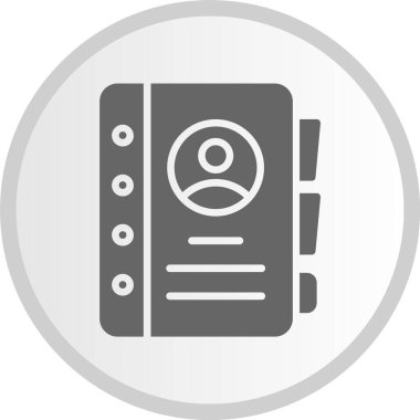 Kişi Defteri Kabartma Çemberi Gri Simgesi