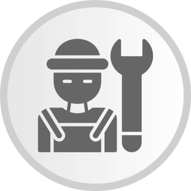 Tesisatçı Kabartması Gri Çember Simgesi