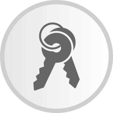 Anahtar Vektör Çizgisi Kabartma Çemberi Gri Simgesi