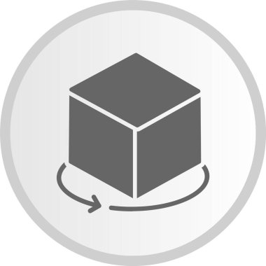 3d Küp Gri Çember Simgesi