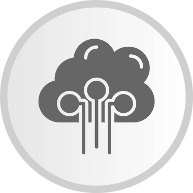 Bulut Hesaplama Kabartması Gri Çember Simgesi