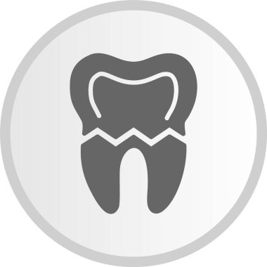 Kırık Diş Kabartması Gri Çember Simgesi