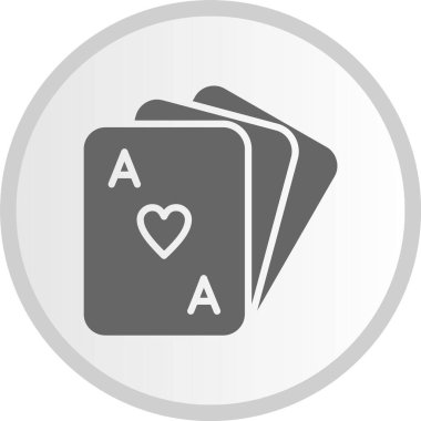 Poker Oyunu Kabartması Gri Çember Simgesi