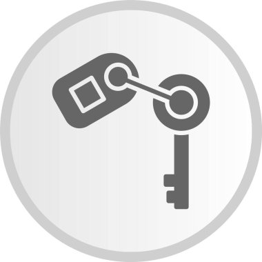 Anahtar Etiketi Kabartması Gri Çember Simgesi