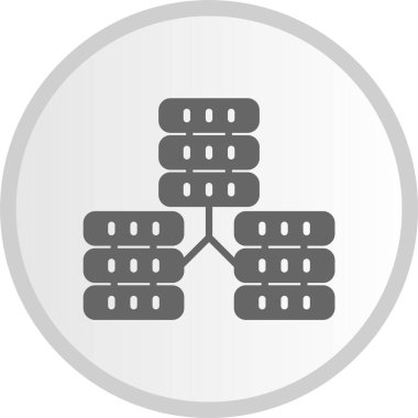 Veritabanı Kabartma Çemberi Gri Simgesi