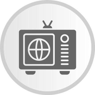 Televizyon Kabartması Gri Çember Simgesi