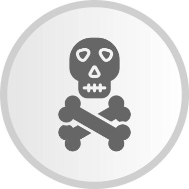 Ölüm Kurukafa Kabartması Gri Çember Simgesi