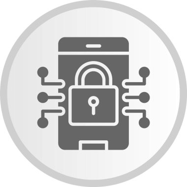 Mobil Güvenlik Kabartması Gri Çember Simgesi