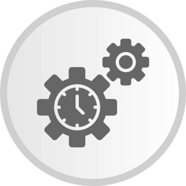 Zaman Yönetimi Kabartması Gri Çember Simgesi