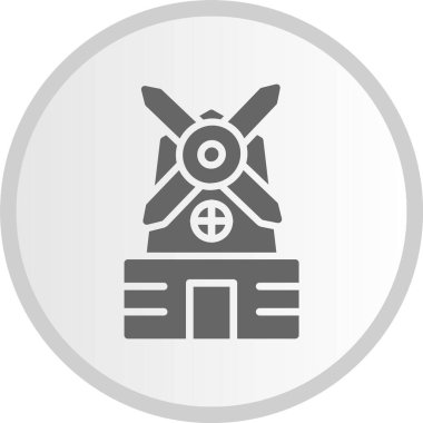 Yel Değirmeni Kabartma Çemberi Gri Simgesi