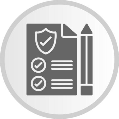 Sigorta Politikası Kabartma Çemberi Gri Simge