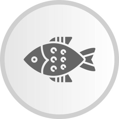 Balık Kabartma Çemberi Gri Simgesi