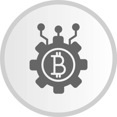 Kripto para birimi Vektör Çizgisi Kabartma Çemberi Gri Simgesi