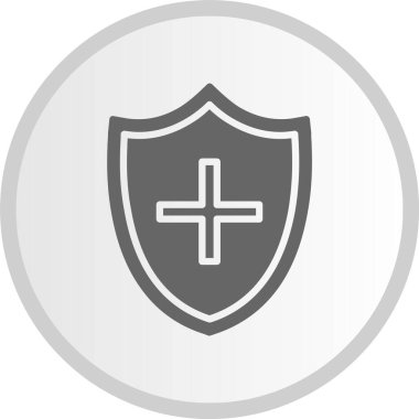Tıbbi Koruma Kalkanı Sembol Gri Çember Simgesi