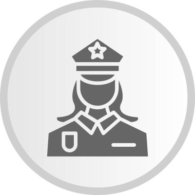 Polis Kadını Gri Çember Simgesi
