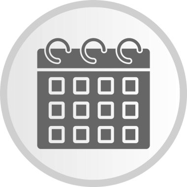 Takvim Kabartması Gri Çember Simgesi