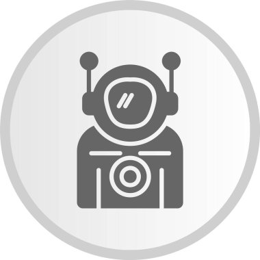 Astronot Kabartma Çemberi Gri Simge