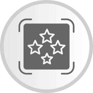 Dört Yıldız Kabartması Gri Çember Simgesi